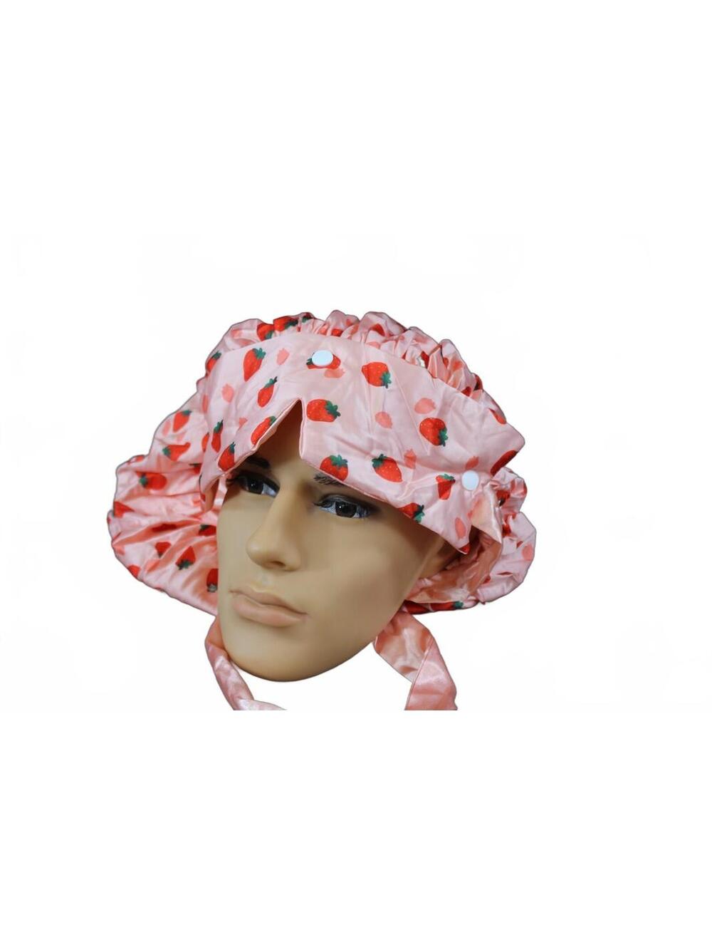 VETTRES Strawberry Adjustable Oversize Satin Sleep Bonnet